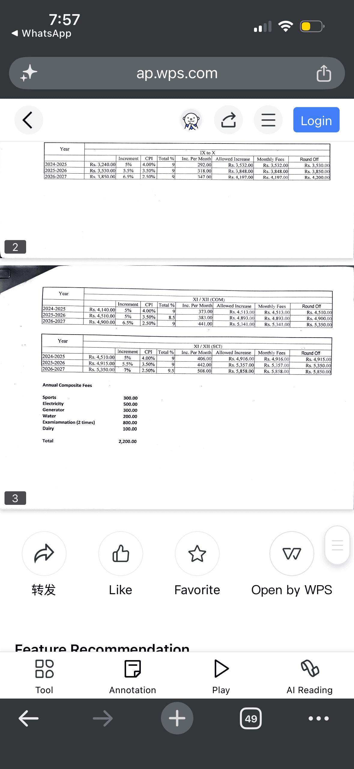 Fee Structure Page 2
